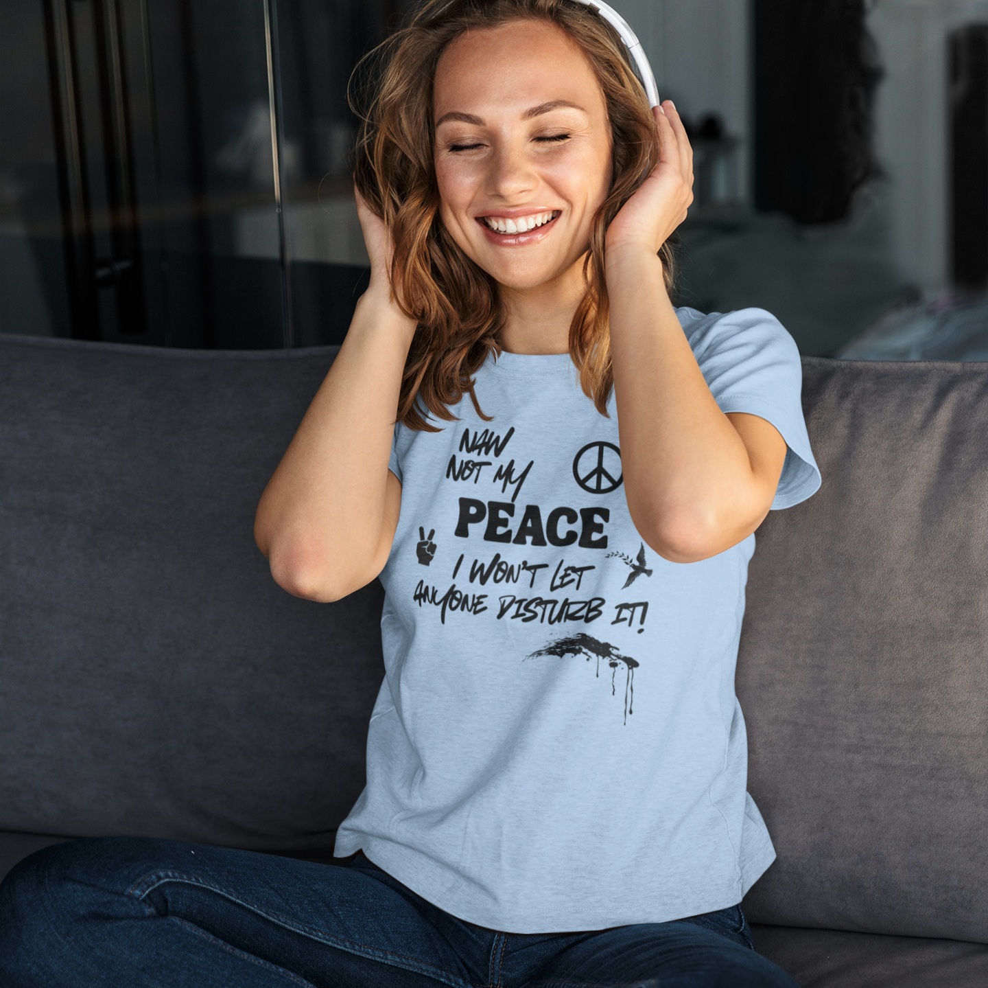 "NAW NOT MY PEACE" CUSTOM DESIGN GRAPHIC T-SHIRT