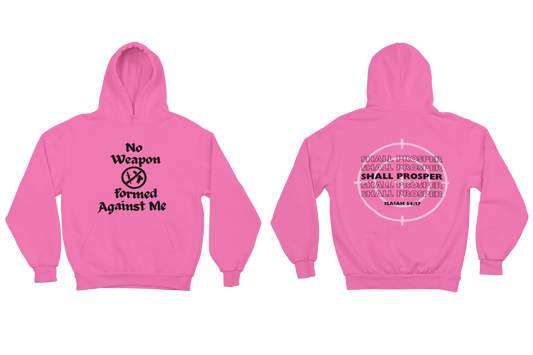 "NO WEAPON WILL PROSPER" SIGNATURE CUSTOM HOODIE (BLACK PRINT)