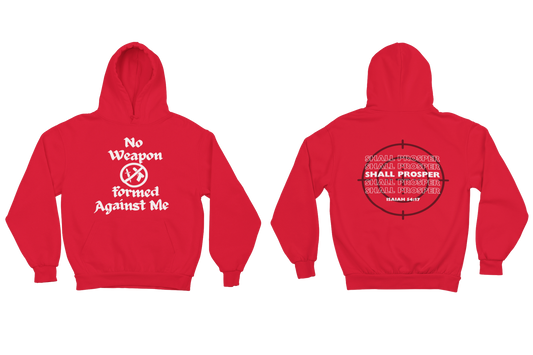 "NO WEAPON WILL PROSPER" SIGNATURE CUSTOM HOODIE (WHITE PRINT)