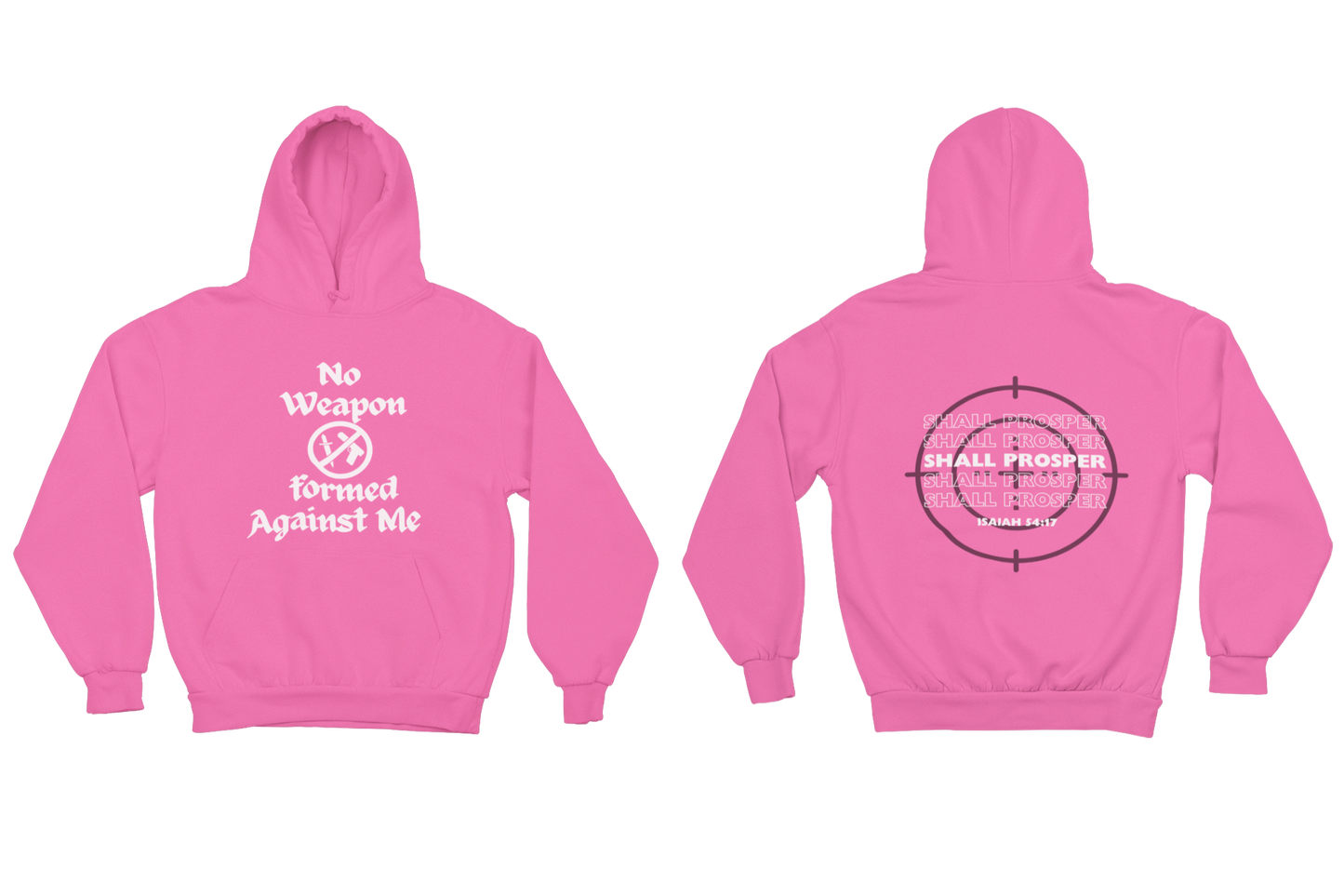 "NO WEAPON WILL PROSPER" SIGNATURE CUSTOM HOODIE (WHITE PRINT)
