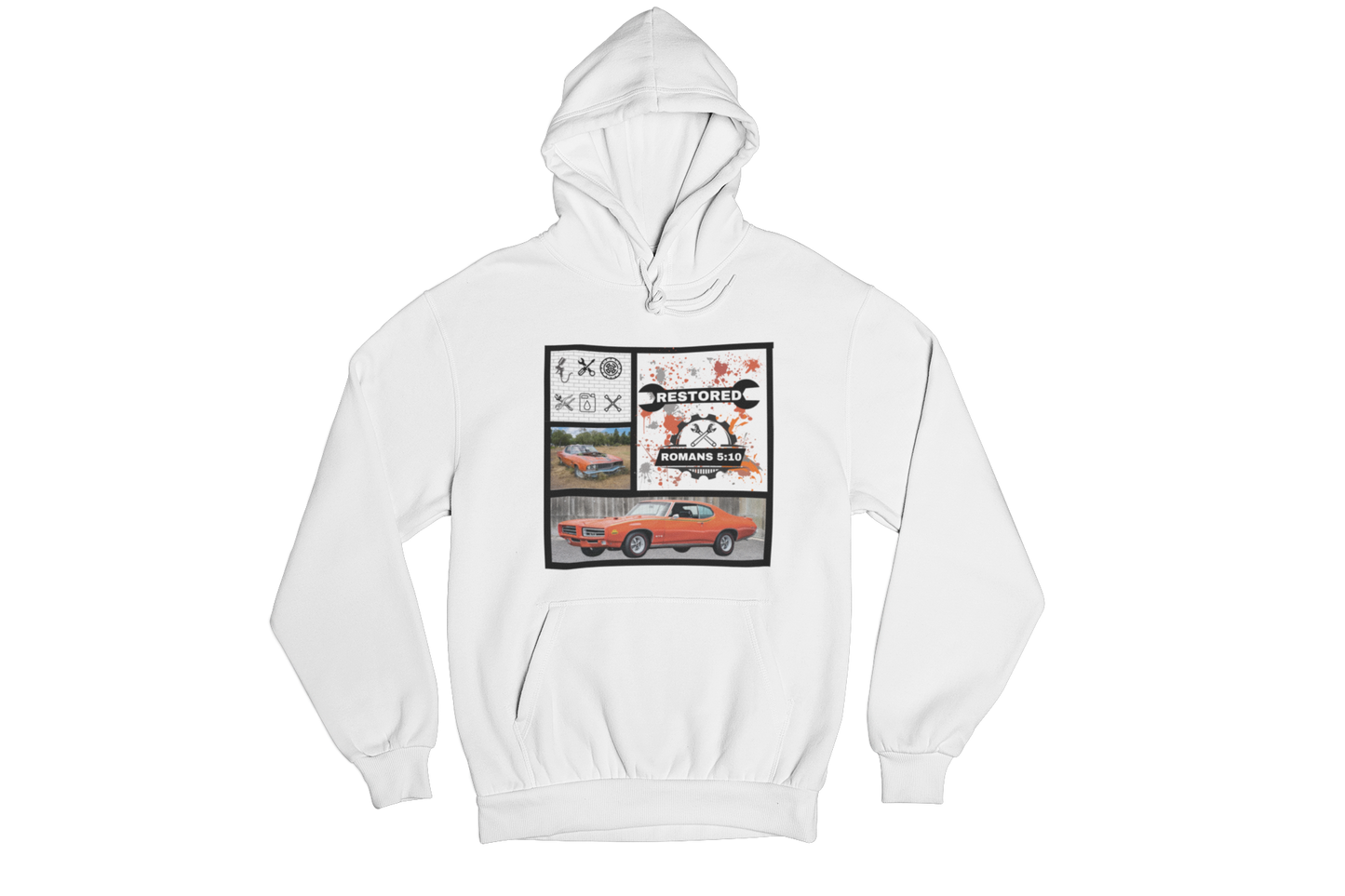 "RESTORED - ROMANS 5:10" CUSTOM GRAPHIC HOODIE