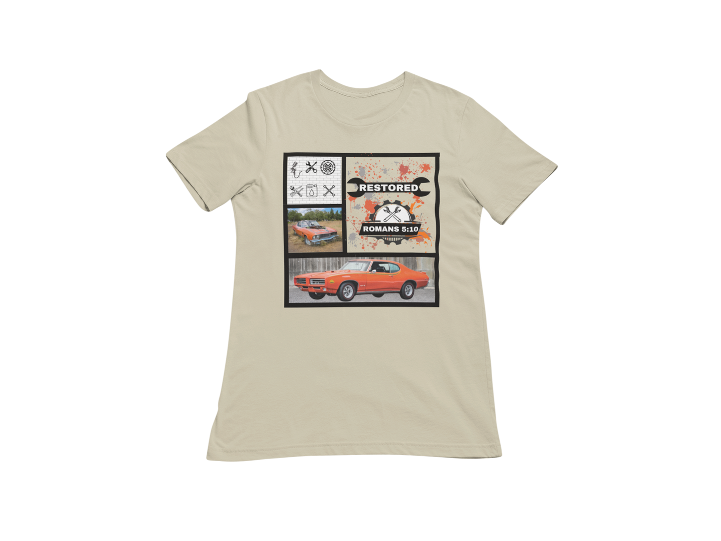 "RESTORED - ROMANS 5:10" CUSTOM GRAPHIC T-SHIRT
