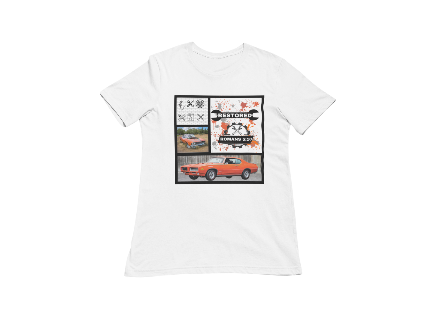 "RESTORED - ROMANS 5:10" CUSTOM GRAPHIC T-SHIRT