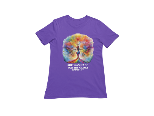 "SHE WAS MADE FOR HIS GLORY - ISAIAH 43:7" CUSTOM SIGNATURE T-SHIRT