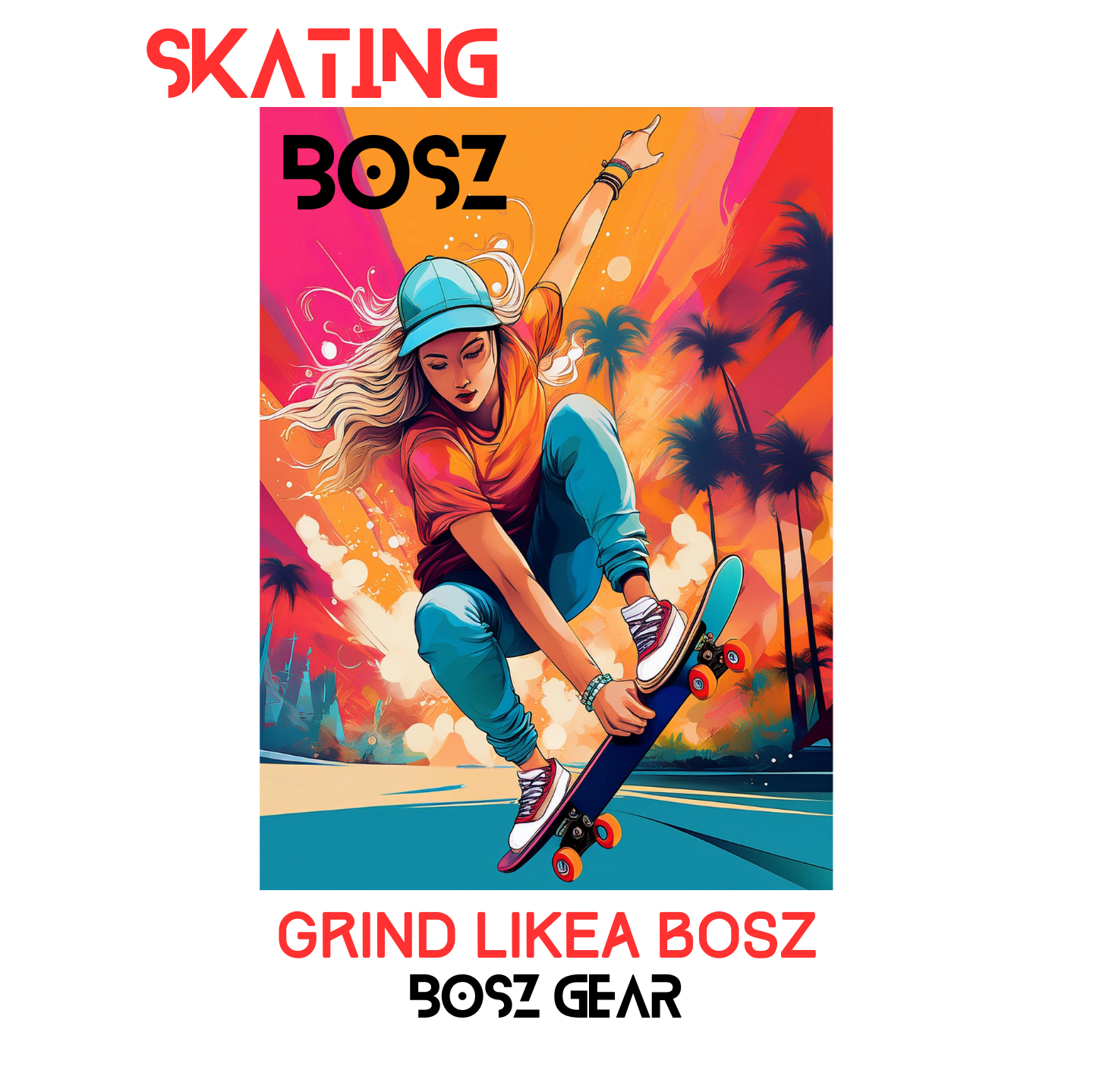 "SKATING BOSZ - GRIND LIKEA BOSZ" (GIRL 2) BOSZ GEAR