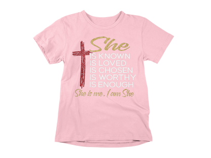 "SHE IS ME, I AM SHE" GRAPHIC PRINT