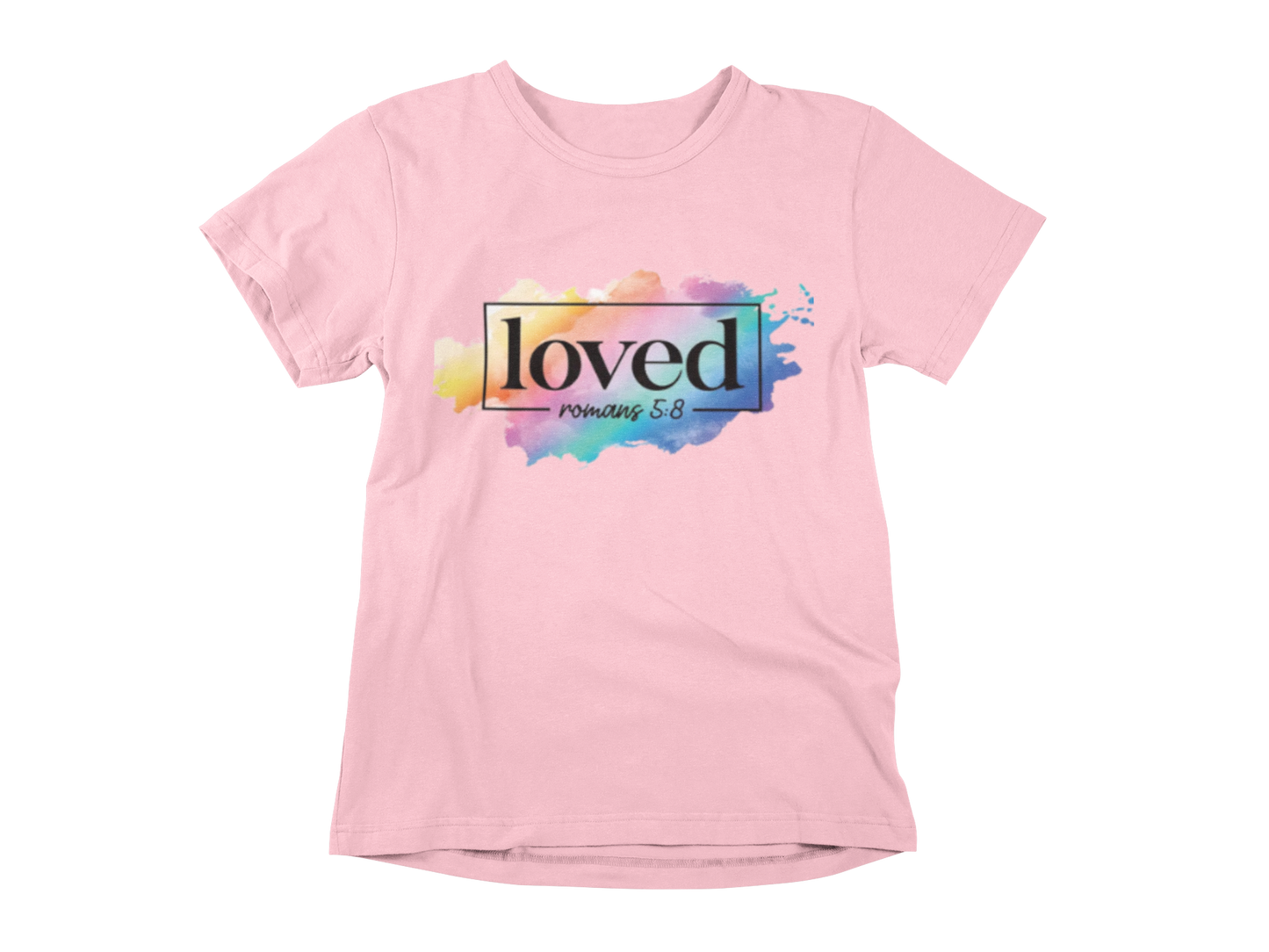 "LOVED" ROMANS 5:8" GRAPHIC PRINT