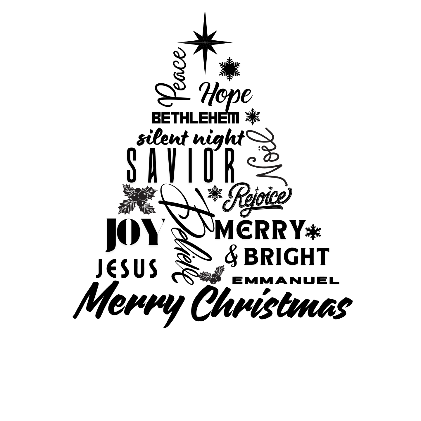 "THE MERRY WORDS OF CHRISTMAS TREE" SIGNATURE HOLIDAY DESIGN