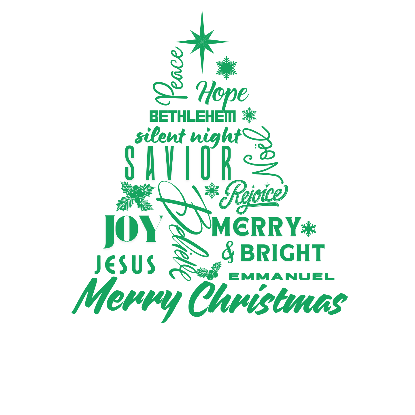 "THE MERRY WORDS OF CHRISTMAS TREE" SIGNATURE HOLIDAY DESIGN