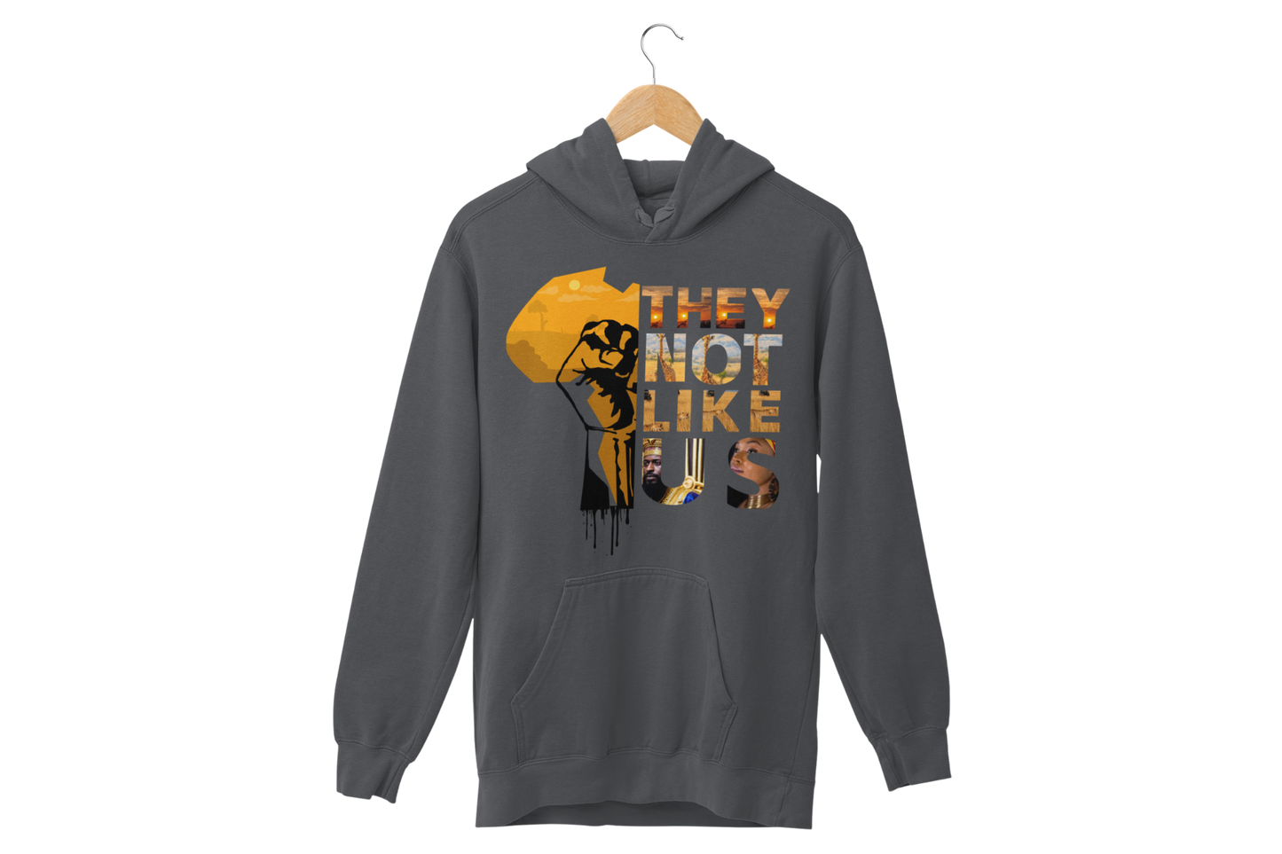 "THEY NOT LIKE US" (GOLD AFRICA) CUSTOM GRAPHIC HOODIE