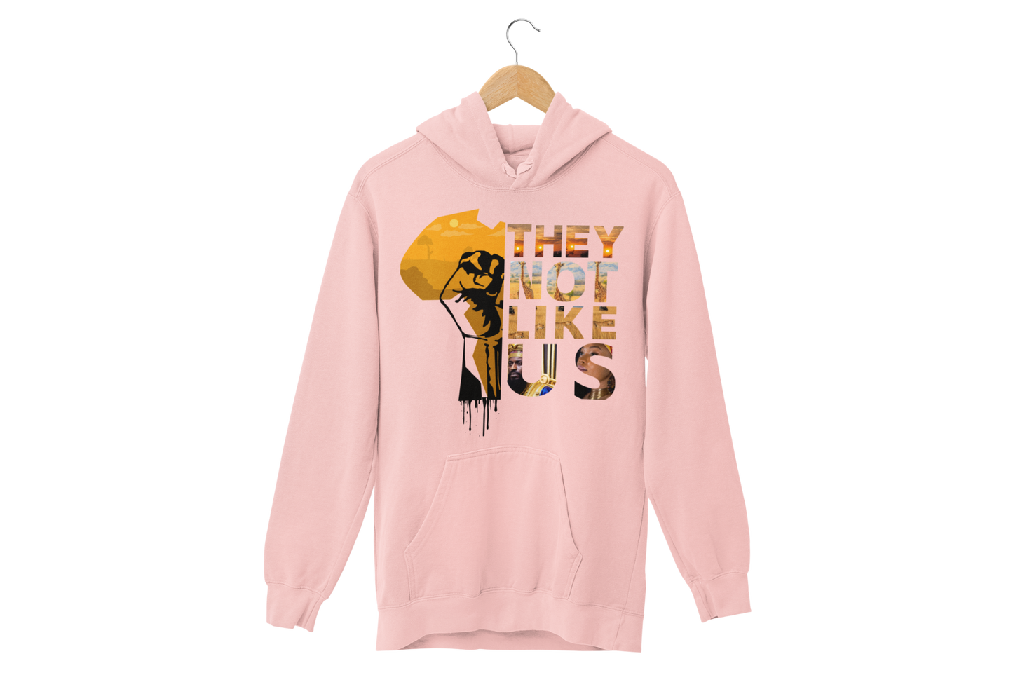 "THEY NOT LIKE US" (GOLD AFRICA) CUSTOM GRAPHIC HOODIE