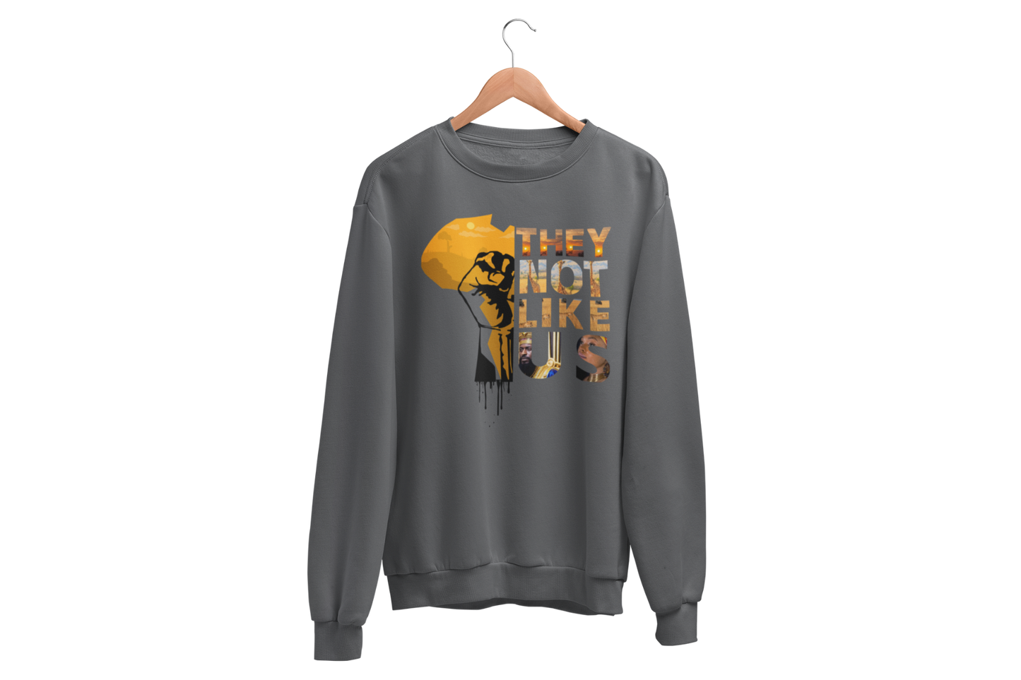 "THEY NOT LIKE US" (GOLD AFRICA) CUSTOM GRAPHIC SWEATSHIRT