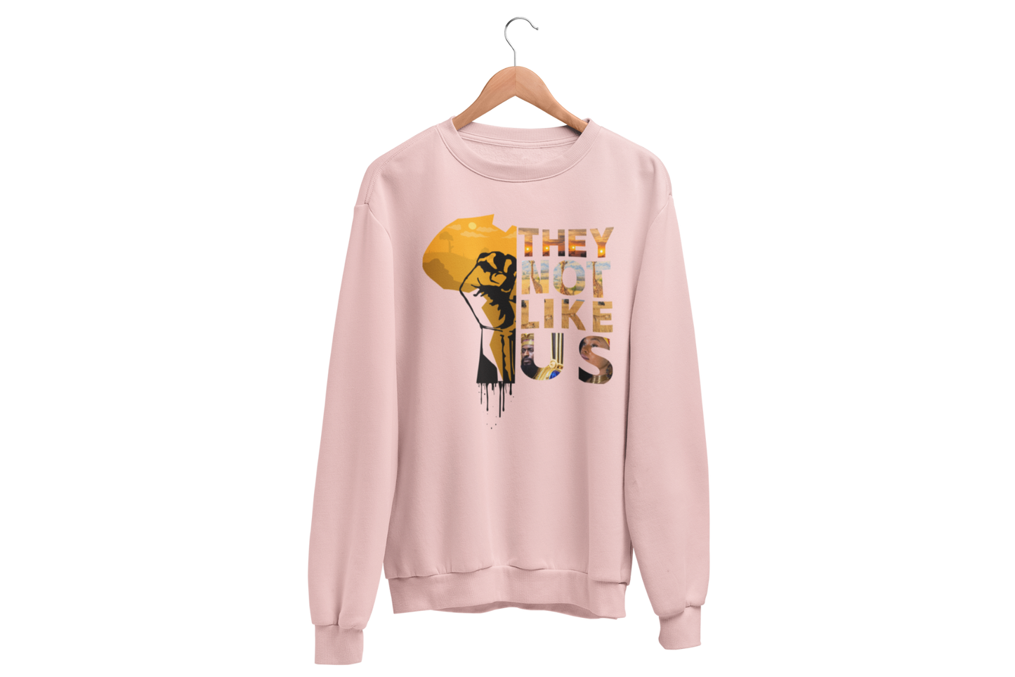 "THEY NOT LIKE US" (GOLD AFRICA) CUSTOM GRAPHIC SWEATSHIRT