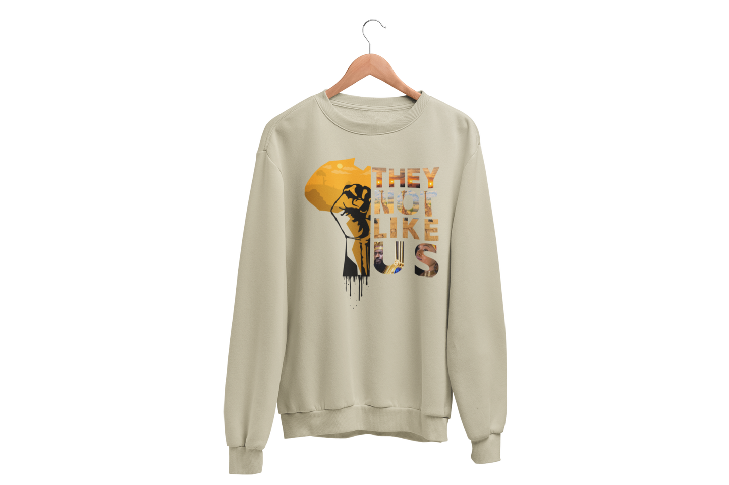 "THEY NOT LIKE US" (GOLD AFRICA) CUSTOM GRAPHIC SWEATSHIRT