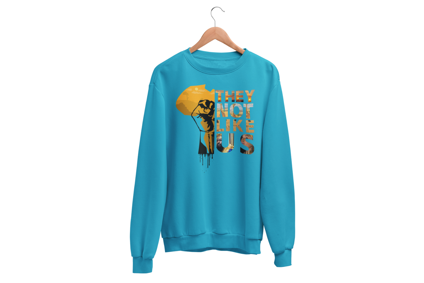"THEY NOT LIKE US" (GOLD AFRICA) CUSTOM GRAPHIC SWEATSHIRT