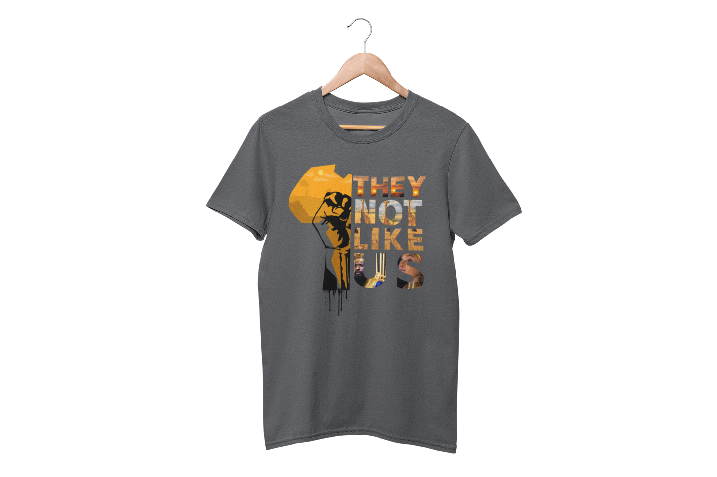 "THEY NOT LIKE US" (GOLD AFRICA) CUSTOM GRAPHIC T-SHIRT