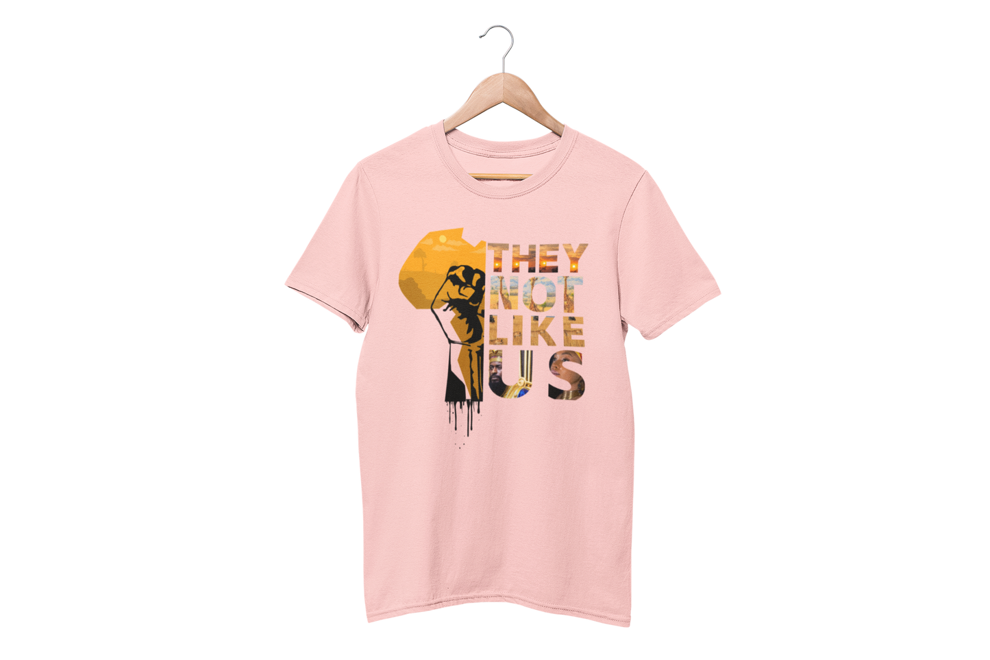 "THEY NOT LIKE US" (GOLD AFRICA) CUSTOM GRAPHIC T-SHIRT
