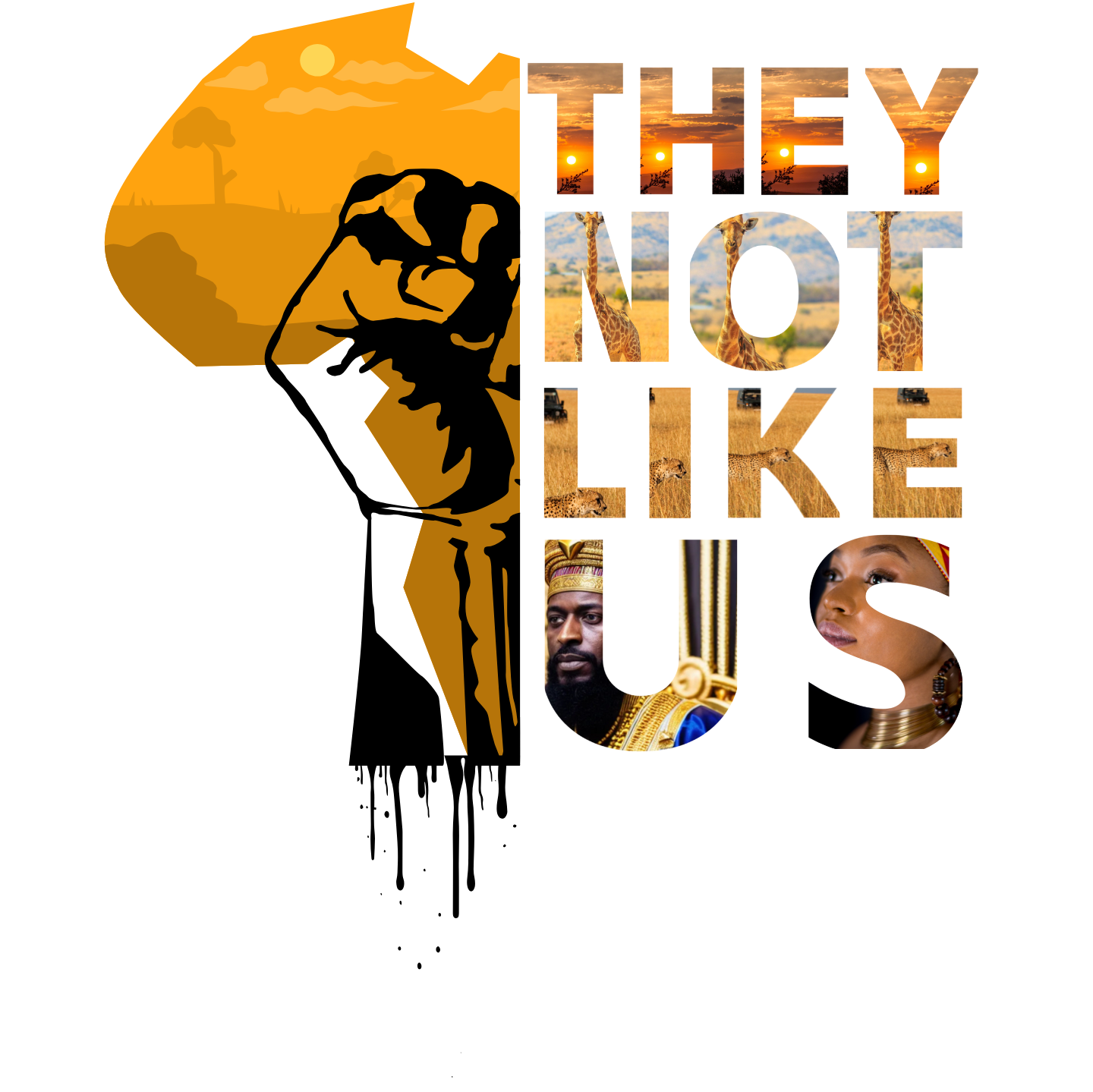 "THEY NOT LIKE US" (GOLD AFRICA) CUSTOM GRAPHIC SWEATSHIRT
