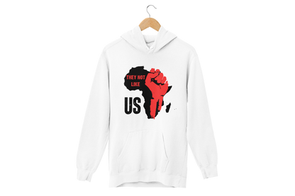 "THEY NOT LIKE US" (RED FIST AFRICA) CUSTOM DESIGN HOODIE